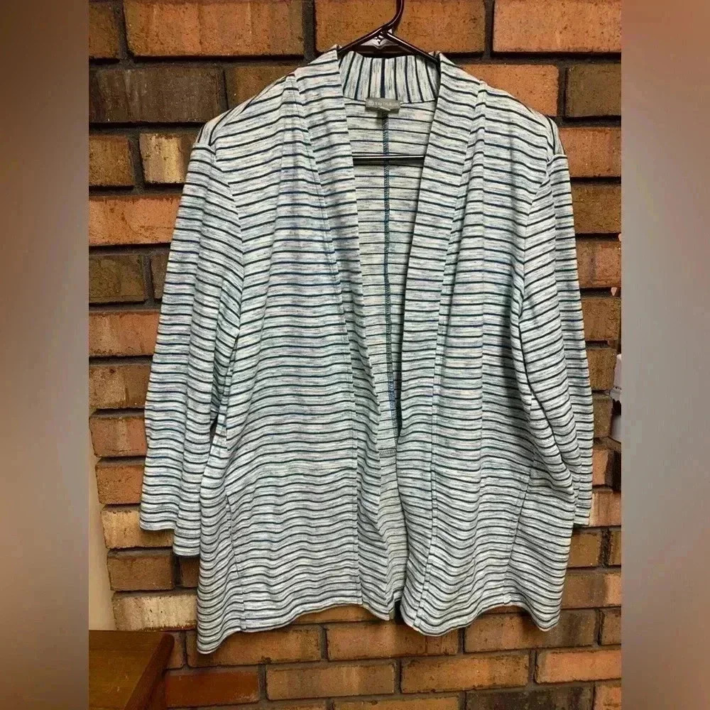 Striped Open Front Cardigan